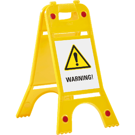 Warnaufsteller mit Reflektoren, Warning!, gelb, 245x620mm, ASR A1.3, DIN EN ISO 7010 Warnaufsteller mit Reflektoren, Warning!, gelb, 245x620mm, ASR A1.3, DIN EN ISO 7010-Beschreibung lesen