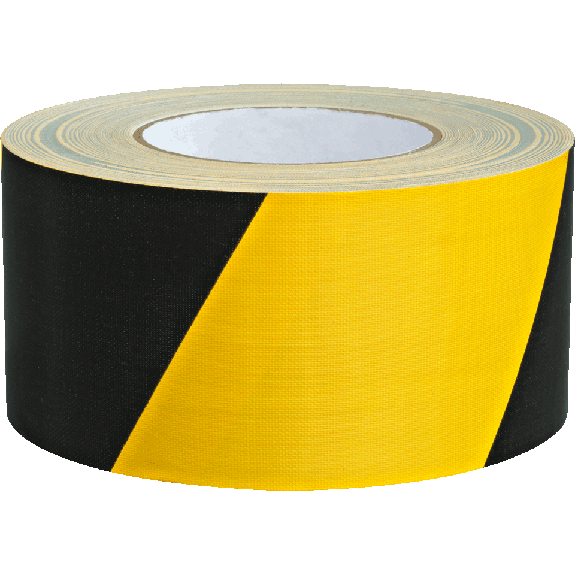 Warnmarkierungsband, rechtsweisend, gelb/schwarz, Gewebefolie, 75mm, 25m-Beschreibung lesen