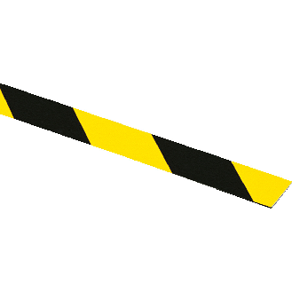 Flachmarkierung, rechtsweisend, gelb/schwarz schraffiert, Aluminium, 50x990mm, ASR A1.3-Beschreibung lesen