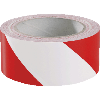Warnmarkierungsband, mit Laminat, rot/weiß, 50mm, 16,5m, je 1 Rolle rechts/links/VE, ASR A1.3-Beschreibung lesen