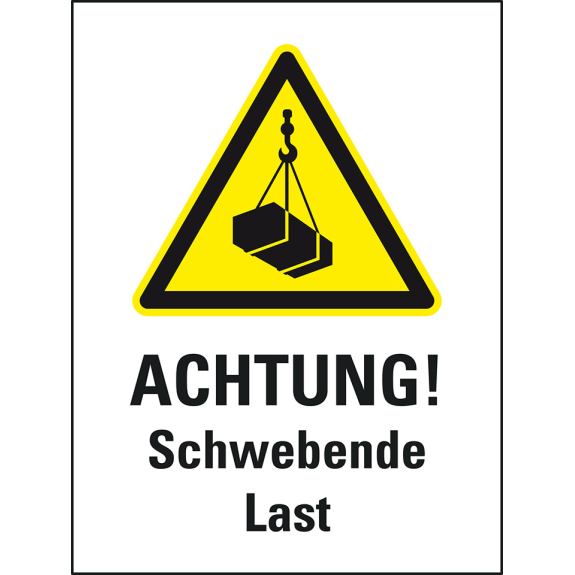 Warnaufsteller Leicht, ACHT.Schwebende Last, gelb, Polypropylen, 350x650mm, 300g, ASR A1.3 Warnaufsteller Leicht, ACHT.Schwebende Last, gelb, Polypropylen, 350x650mm, 300g, ASR A1.3-Beschreibung lesen