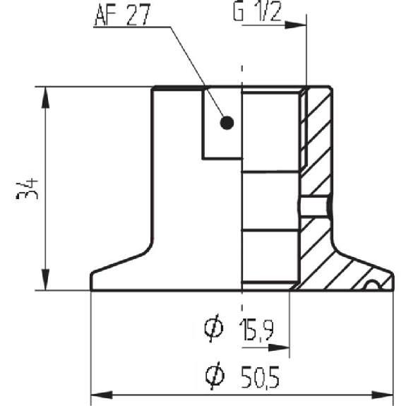 Adaptateur G1/2B hygienic, clamp connection, DN 25 / DN 38 - ZPH3-3213-Lire la description