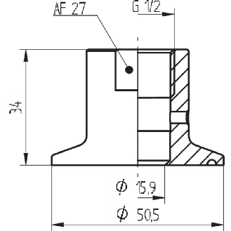 Adaptateur G1/2B hygienic, clamp connection, DN 25 / DN 38 - ZPH3-3213-Lire la description