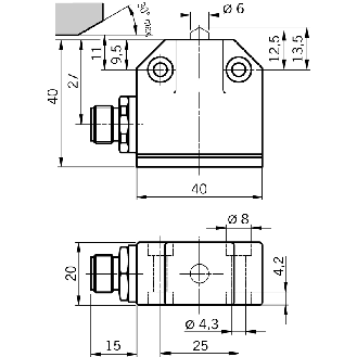 Fdc monopiste de précision N01, Poussoir à bille, SPDT, M12 4P - N01K550-MC1526-Lire la description