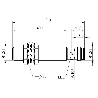 DPI M12 ANA 0-10V P0,2-3,5mm noyé 65(49,5mm) Laiton 15-30Vdc / M12 4P - BAW M12MI-UAC35C-S04G (BAW004C)-Lire la description
