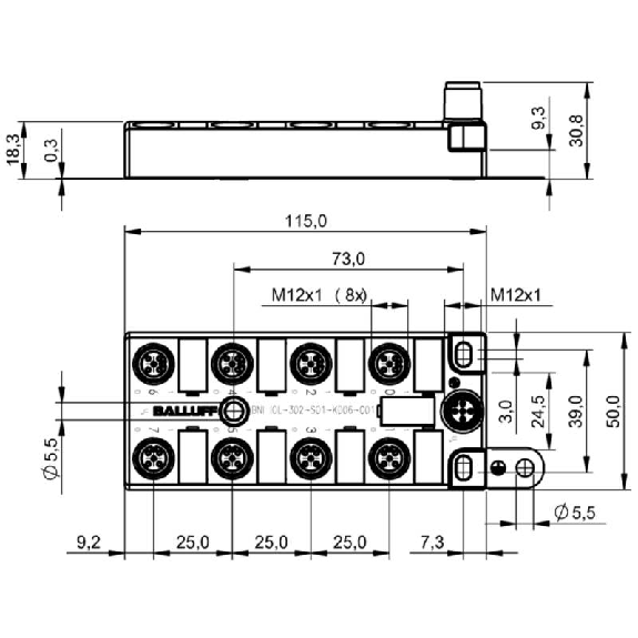 Répartiteur actif, IO-Link, 16E PNP type 3, 16S PNP 350mA, IP67 - BNI IOL-302-S01-K006-C01 (BNI005W)-Lire la description