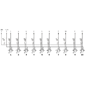 Répartiteur 10x M08A Fem 3p PNP; M12A Mâle 12p - Y8A3AA2-C2AB000XXX-Lire la description