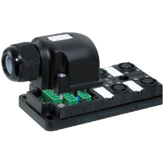 Répartiteur 4xM12 4p PNP LED; Capot avec bornes à vis - 27776 | MVP4-V-Lire la description
