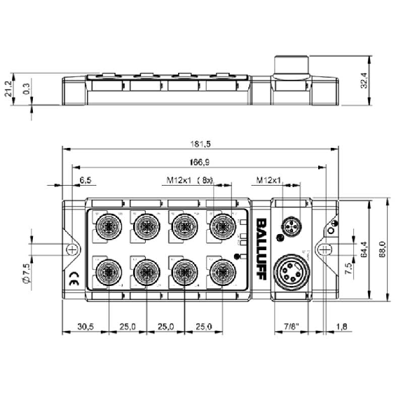 Répartiteur actif, IO-Link, 16E PNP type 2, 16S PNP 2A, IP67 - BNI IOL-302-000-Z013 (BNI0035)-Lire la description