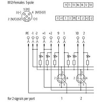 Répartiteur 4xM12 5p; Capot débrochable avec bornes à ressort - 8000-84540-0000000-Lire la description