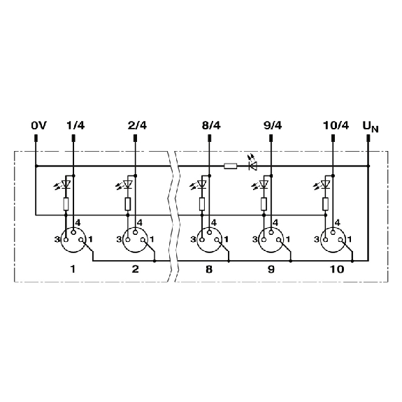 Répartiteur 4xM08A Fem 3p PNP; M12 - SACB- 4/3-L-M12-M8 HD Répartiteur 4xM08A Fem 3p PNP; M12 - SACB- 4/3-L-M12-M8 HD-Lire la description