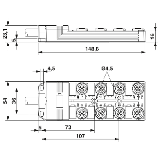 Répartiteur 8xM12 5p LED PNP; Câble PUR/PVC 5m - SACB-8/16-L- 5,0PUR SCO P-Lire la description