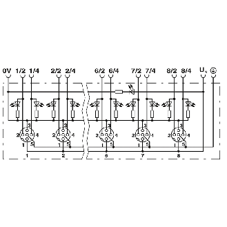Répartiteur 8xM12 5p LED PNP; Câble PUR/PVC 5m - SACB-8/16-L- 5,0PUR SCO P-Lire la description
