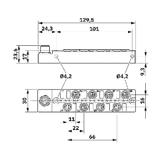 Répartiteur 8xM08 3p LED PNP; M12 12P 90° - SACB- 8/3-L-M12-M8 HD-Lire la description