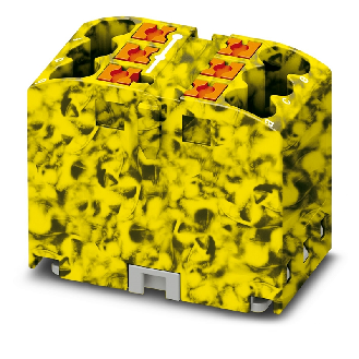 Bloc distributeur, 450V, 24A, Push-in, 6x 0,14-4mm², noir/jaune - PTFIX 6X2,5-FE-Lire la description