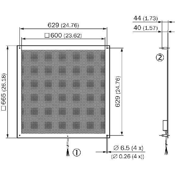Réflecteur DG chauffant, 665 mm x 665 mm - PL560DG-H Réflecteur DG chauffant, 665 mm x 665 mm - PL560DG-H-Lire la description