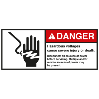ANSI-Aufkleber DANGER Hazard.voltages cause...,UL anerk.,Folie,45x100mm,2/BOG-Beschreibung lesen