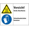 Kombischild Vorsicht! Heiße Oberfläche..., gemäß ISO 3864-2, Folie, 200x150mm