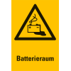 Warnschild Batterieraum, Kunststoff, 300x200 mm Warnschild Batterieraum, Kunststoff, 300x200 mm