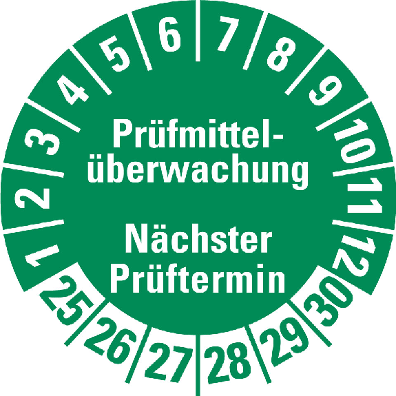 Prüfplakette Prüfmittelüberwachung NP,25-30,grün,Folie,selbstkl.,Ø 30mm,10/Bogen Prüfplakette Prüfmittelüberwachung NP,25-30,grün,Folie,selbstkl.,Ø 30mm,10/Bogen-Beschreibung lesen