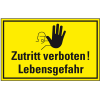 Hinweisschild Zutritt verboten! Lebensgefahr, Folie, selbstklebend, 300x200mm Hinweisschild Zutritt verboten! Lebensgefahr, Folie, selbstklebend, 300x200mm