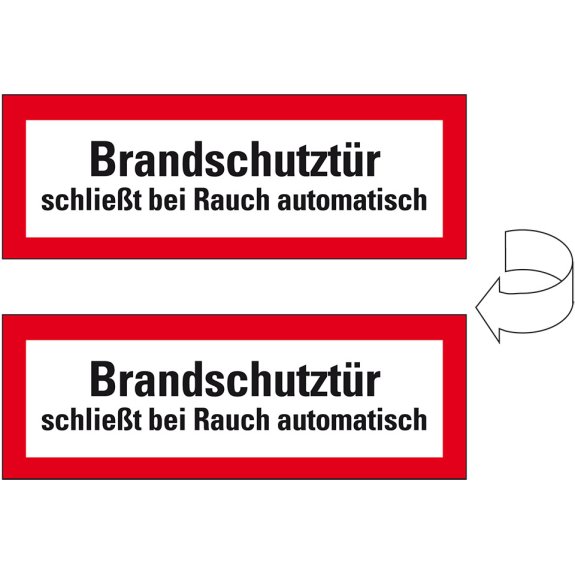 Feuerwehrschild Brandschutztür schließt bei Rauch..., doppelseitig, Folie, 210x74mm, DIN 4066 Feuerwehrschild Brandschutztür schließt bei Rauch..., doppelseitig, Folie, 210x74mm, DIN 4066-Beschreibung lesen