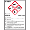 Gefahrstoffetikett Ammoniak, wasserfrei, GefStoffV/GHS/CLP, Folie, 74x52mm, 10/Bogen