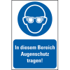 Gebots-Kombischild In diesem Bereich Augenschutz tragen!, Kunststoff, 200x300mm, ASR A1.3, DIN EN ISO 7010 Gebots-Kombischild In diesem Bereich Augenschutz tragen!, Kunststoff, 200x300mm, ASR A1.3, DIN EN ISO 7010