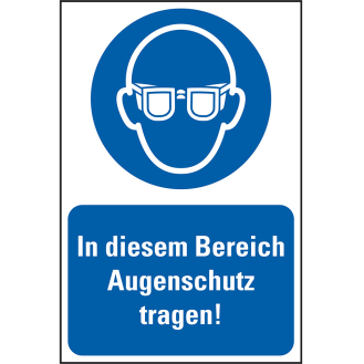 Gebots-Kombischild In diesem Bereich Augenschutz tragen!, Kunststoff, 200x300mm, ASR A1.3, DIN EN ISO 7010-Beschreibung lesen