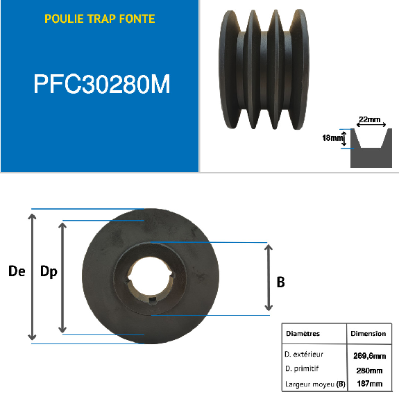 Pulegge Pulegge trapezoidali con mozzo smontabile PFC30280M Puleggia trapezoidale in ghisa tipo SPC / C con mozzo smontabile serie 3535 con 3 gole, passo diametro 280 mm-Leggi tutto