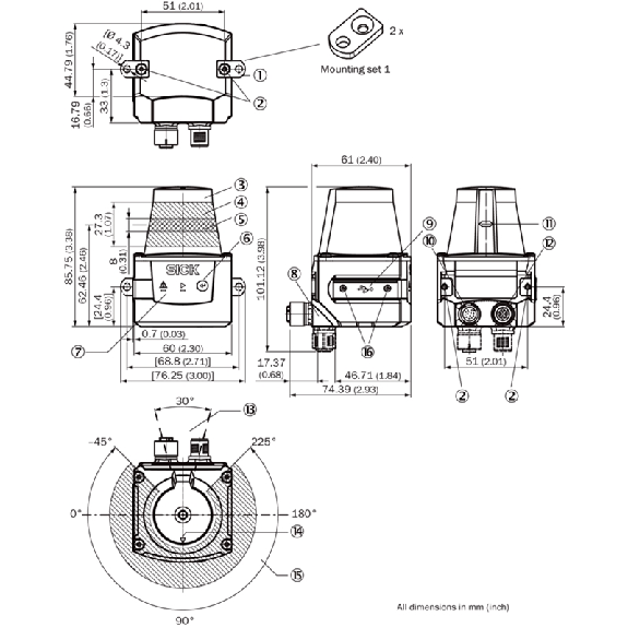 Capteur 2D-LiDAR, HDDM+, 0,05 m ... 25 m, 4 (PNP) - TiM881P-2100101 Capteur 2D-LiDAR, HDDM+, 0,05 m ... 25 m, 4 (PNP) - TiM881P-2100101-Lire la description