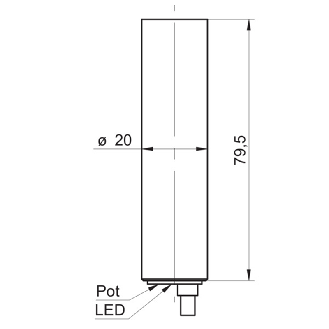 DPC D20 PNP NO P2-10mm noyé 79,5mm Laiton IP65 / Câble 2m - CFBM 20P1600-Lire la description