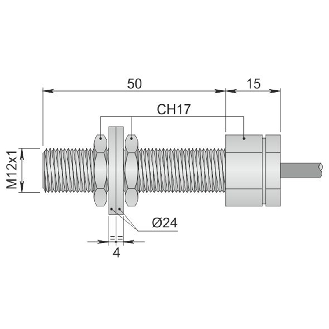DPM Ex M12 REED NO Inox 230Vac/dc /  Câble 5m - SMC-12 NO SS BC HF LC5 AGD2-Lire la description