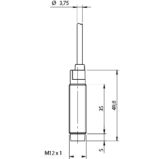 DPI M12 NPN NO P8mm non noyé 49,8(34,5)mm Laiton 10-30Vdc C2m PVC - AM1/AN-4A-Lire la description