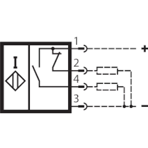Boîtier monopiste inductif PNP NO+NF P5mm 10-55Vdc, M12 4P - ESN10B050UP048LKS01-M-Lire la description