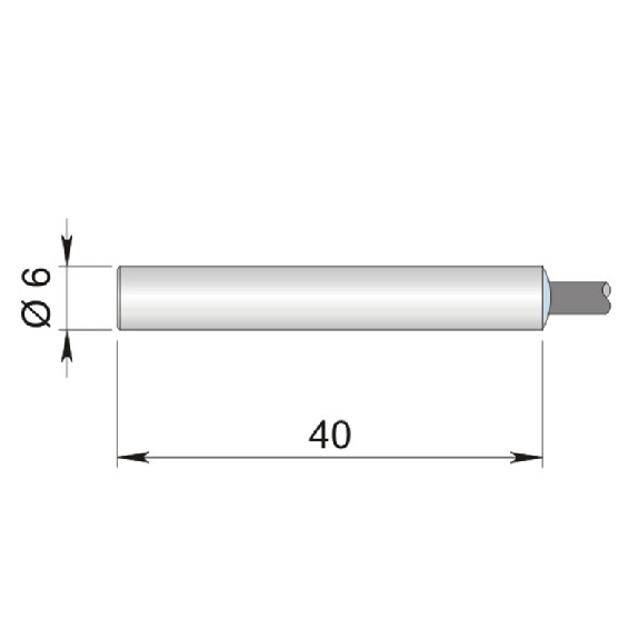 DPM L06 REED NO noyé lg40mm Laiton 230Vac/dc / Câble 2m - SMC-06 NO-Lire la description