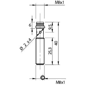 DPI M08 PNP NO P2mm noyé 40(25.3)mm Laiton 10-30Vdc M08 3P - AE6/AP-3F-Lire la description