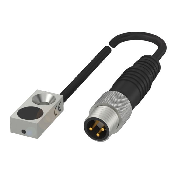 DPI Rect. PNP NO P2mm noyé 8x4.7x16mm Laiton / M08 3P+C0.3m - BES R04MC-PSC20B-EP00,3-GS49-106 (BES04FA)-Lire la description