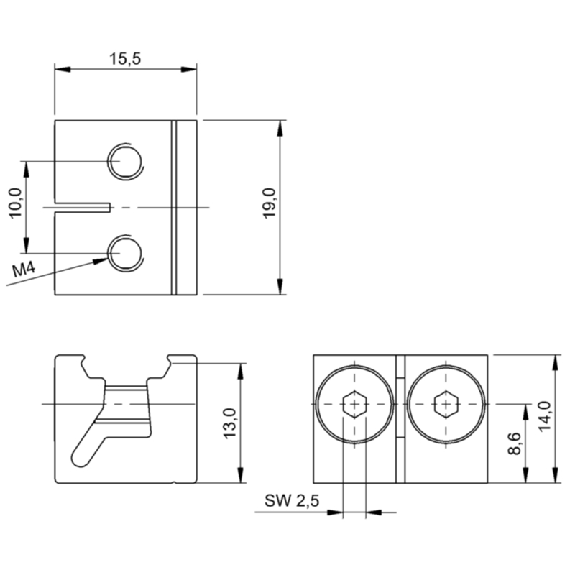 Fixation pour capteurs optoélectroniques BOS 21M, BOS 50K - BOS 21-KH-2 (BAM00TH)-Lire la description