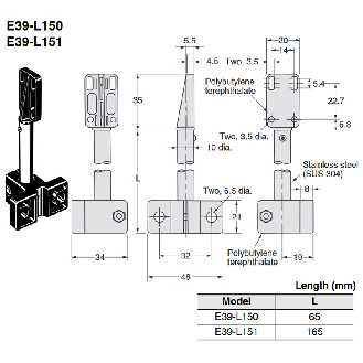 Etrier de montage pour E3Z, E3SR - E39-L150-Lire la description