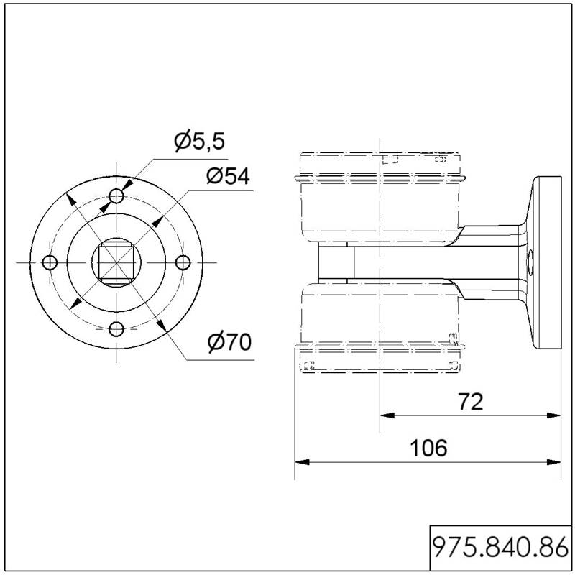 Equerre pour montage bilatéral Ø70mm NOIR - 975.840.86 Equerre pour montage bilatéral Ø70mm NOIR - 975.840.86-Lire la description