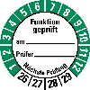 Prüfplakette Funktion geprüft am,26-29,weiß/grün,Folie,selbstkl.,Ø 30mm,10/Bogen Prüfplakette Funktion geprüft am,26-29,weiß/grün,Folie,selbstkl.,Ø 30mm,10/Bogen