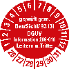 Prüfpl.gepr.gem.BetrSichV §3 (3) Leitern/Tritte,26-31,rot,Folie,Ø 30mm,10/Bogen Prüfpl.gepr.gem.BetrSichV §3 (3) Leitern/Tritte,26-31,rot,Folie,Ø 30mm,10/Bogen
