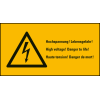 Warn-Kombischild Hochsp.! Lebensgefahr!,RoHS konform,3-sprachig,Folie,52x105mm