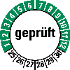 Prüfplakette geprüft, 25-30, weiß/grün, Folie, selbstklebend, Ø 30mm, 10/Bogen