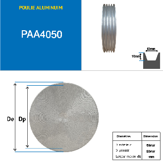 Poleas Polea trapezoidal maciza PAA4050 Polea trapezoidal de aluminio 4 ranuras tipo A diámetro 050 mm-Leer más
