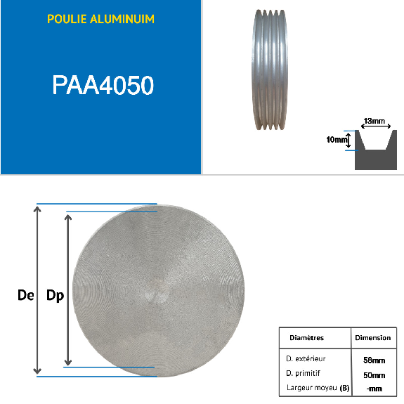 Pulegge Pulegge trapezoidali piene PAA4050 puleggia trapezoidale in alluminio 4 gole tipo A diametro 050 mm-Leggi tutto