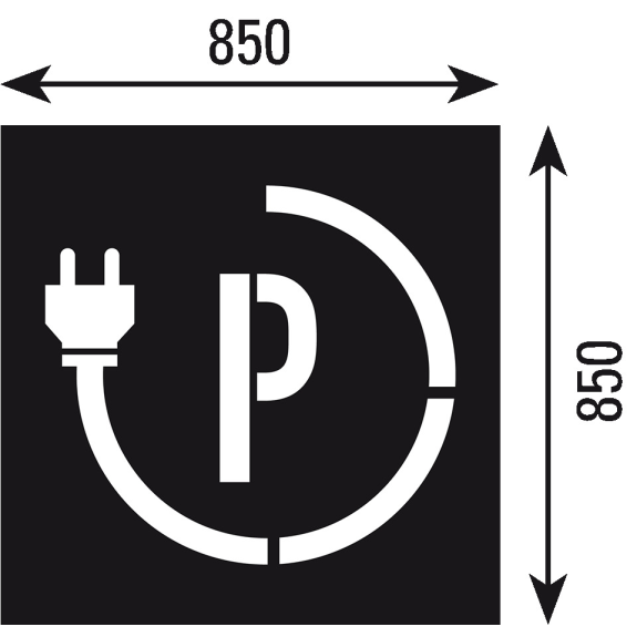 Parkplatzschablone Elektroauto, für Farbmarkierungen, Kunststoff, SH360mm, 2/VE Parkplatzschablone Elektroauto, für Farbmarkierungen, Kunststoff, SH360mm, 2/VE-Beschreibung lesen