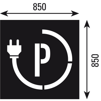 Parkplatzschablone Elektroauto, für Farbmarkierungen, Kunststoff, SH360mm, 2/VE-Beschreibung lesen