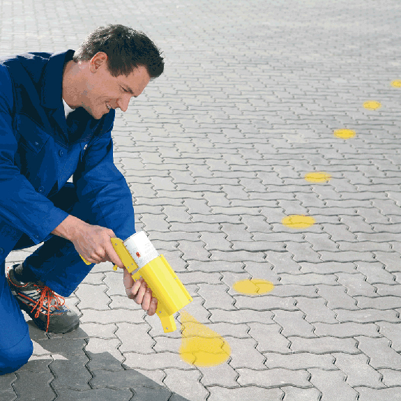 Baustellen-Markierfarbe, schnelle Markierung auf allen Flächen, gelb, 500ml/Dose-Beschreibung lesen